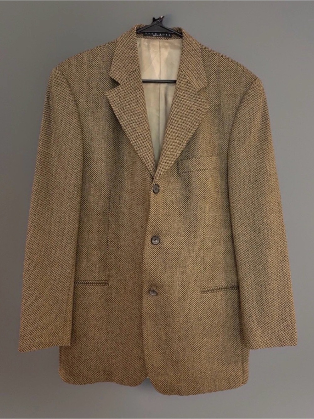 VTG HUGO BOSS Einstein Blazer Mens 40R 100%  Wool USA Brown Tweed Sport Coat